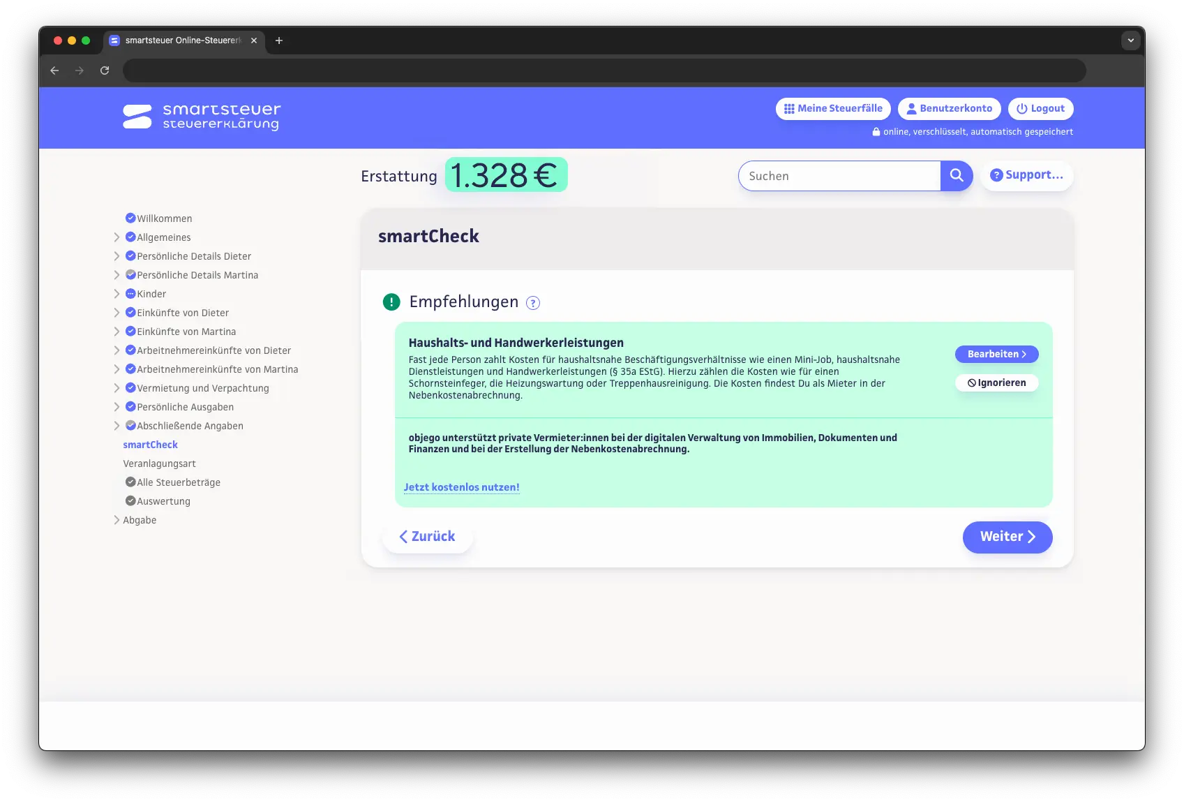 smartCheck Empfehlungen